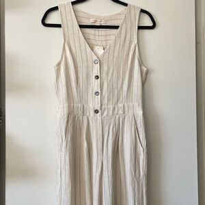 Monteau Los Angeles|Striped Sleeveless Linen Blend Jumpsuit|Large|NWT